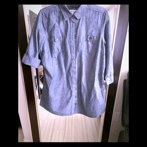 Chambry long tunic button down blouse